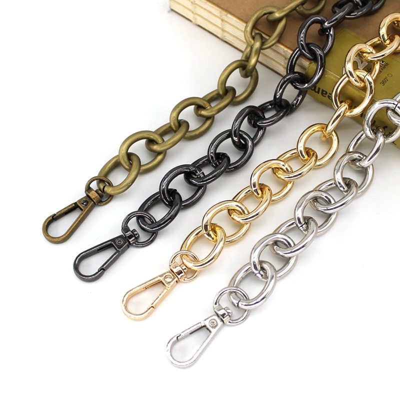 Cadena corta de Metal de repuesto para asa de bolso, accesorios de bricolaje dorados claros para correa de bolso, 30CM