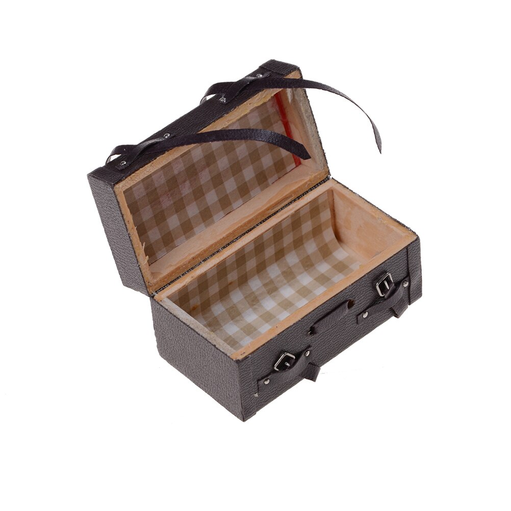 1 STÜCK Gepäck Braun Miniatur Tragen Jahrgang Leder Holz Koffer Gepäck klassisch Spielzeuge vorgeben abspielen Möbel Spielzeug Zubehör