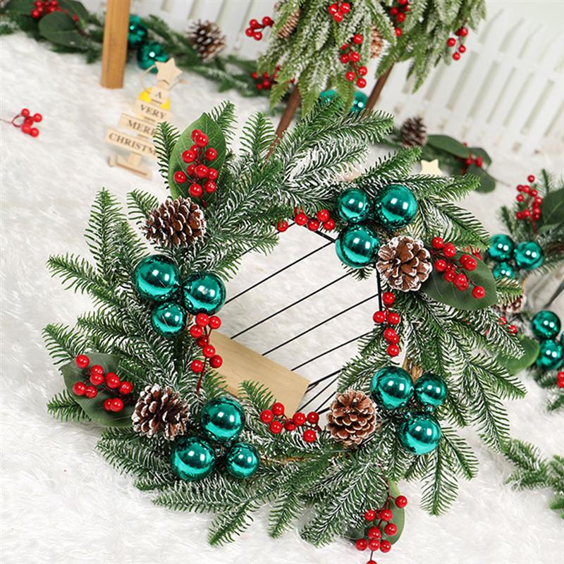 1Pc Christmas Garland Pendant Pine Cone Wreath Party Hanging Decor Wall Pendant