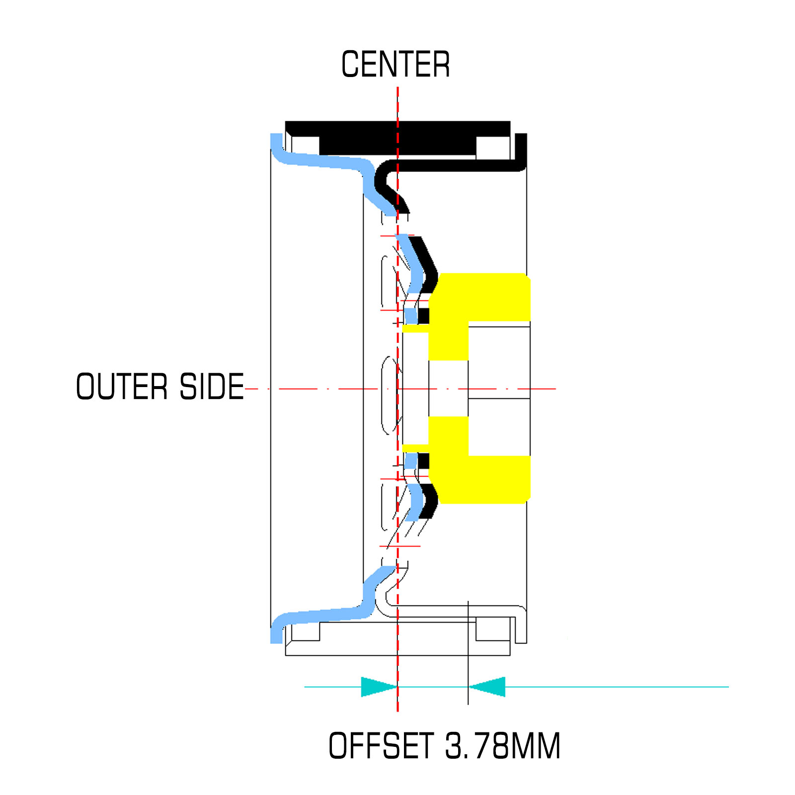 INJORA 1.0 Beadlock Velg Diepe Schotel Negatieve Offset 3,78 mm Gestempelde Stalen Naaf voor RC Crawler Auto Axiale SCX24 TRX4M (W1004)