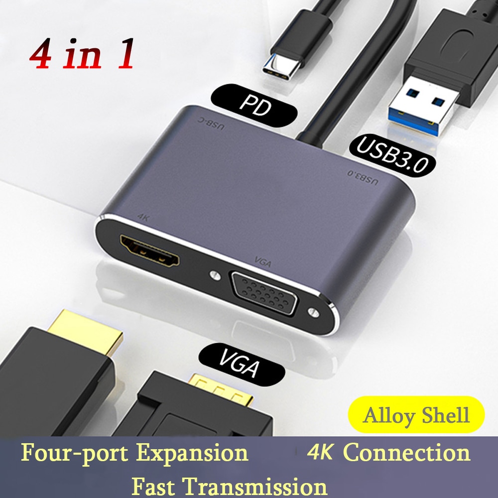 Hub USB C convertisseur Type C vers HDMI, 4K VGA RJ45 multi-usb 3.0 PD, Station d'accueil pour MacBook Pro