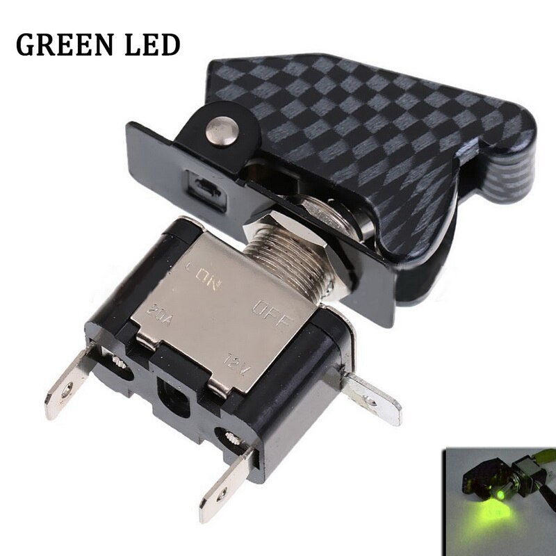 12V20ALED car switch rocker switch with carbon fiber protective cover ON-OFF Electrical equipment With Light Power Switch