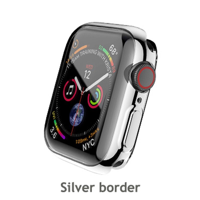 Voor apple watch series 5/4/3/2/1 hoesje voor apple watch screenprotector algemene beschermhoes voor i watch 38mm 40mm 42mm 44mm: Zilver / 38mm