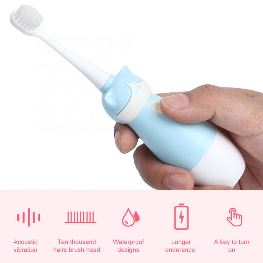 Waterproof Electric Toothbrush for Kids Children Soft Hair Brush Head Toothbrush Powered Battery Toothbrush Baby Dental Care