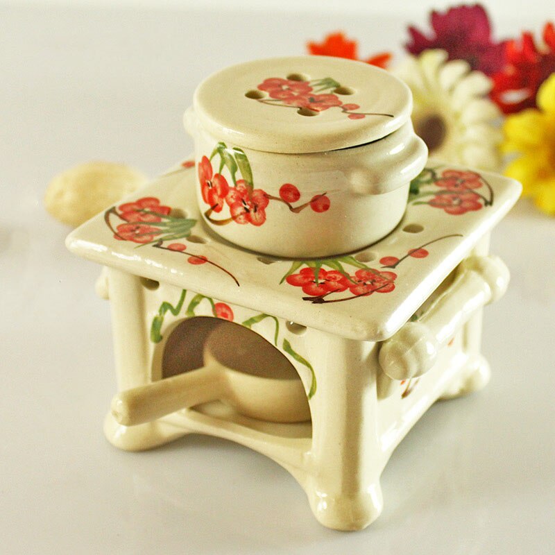 Big Ceramic Essential Aromatherapy Oil Burner Lamps Aroma Stove Home Living Room Indoor Oil Incense Burner Candle Holder: 2