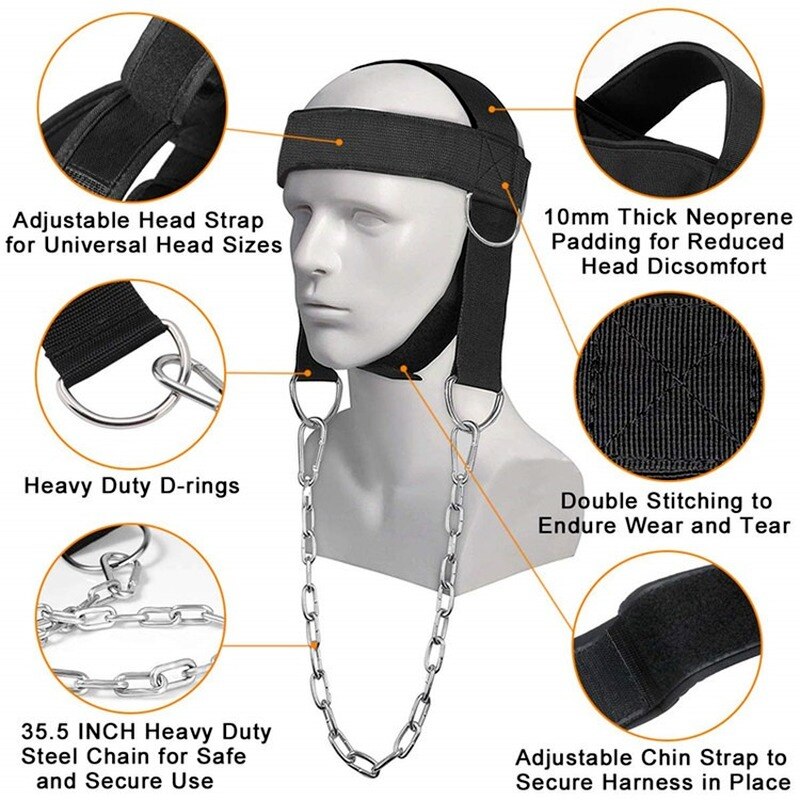 Head Neck Training Cap Head Harness Body Weight-bearing Strength Exercise Strap Adjustable Neck Power Fitness Gym Accessories