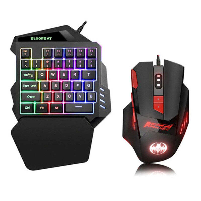G94 Mini teclado para juegos con 3 colores de retroiluminación LED con una mano teclado USB con cable 35 teclas para ordenador portátil teléfono