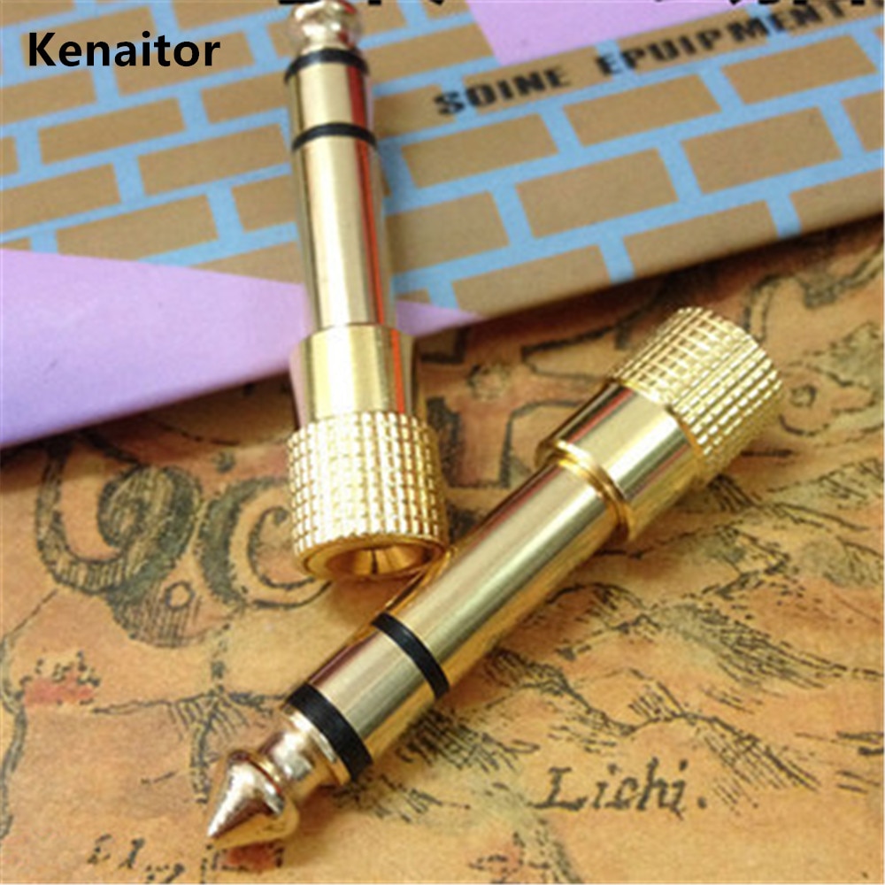 2PCS direct gold-plated microphone headset 3.5mm female hole to turn 6.35 6.5mm male plug small minijack plug Wire Connector