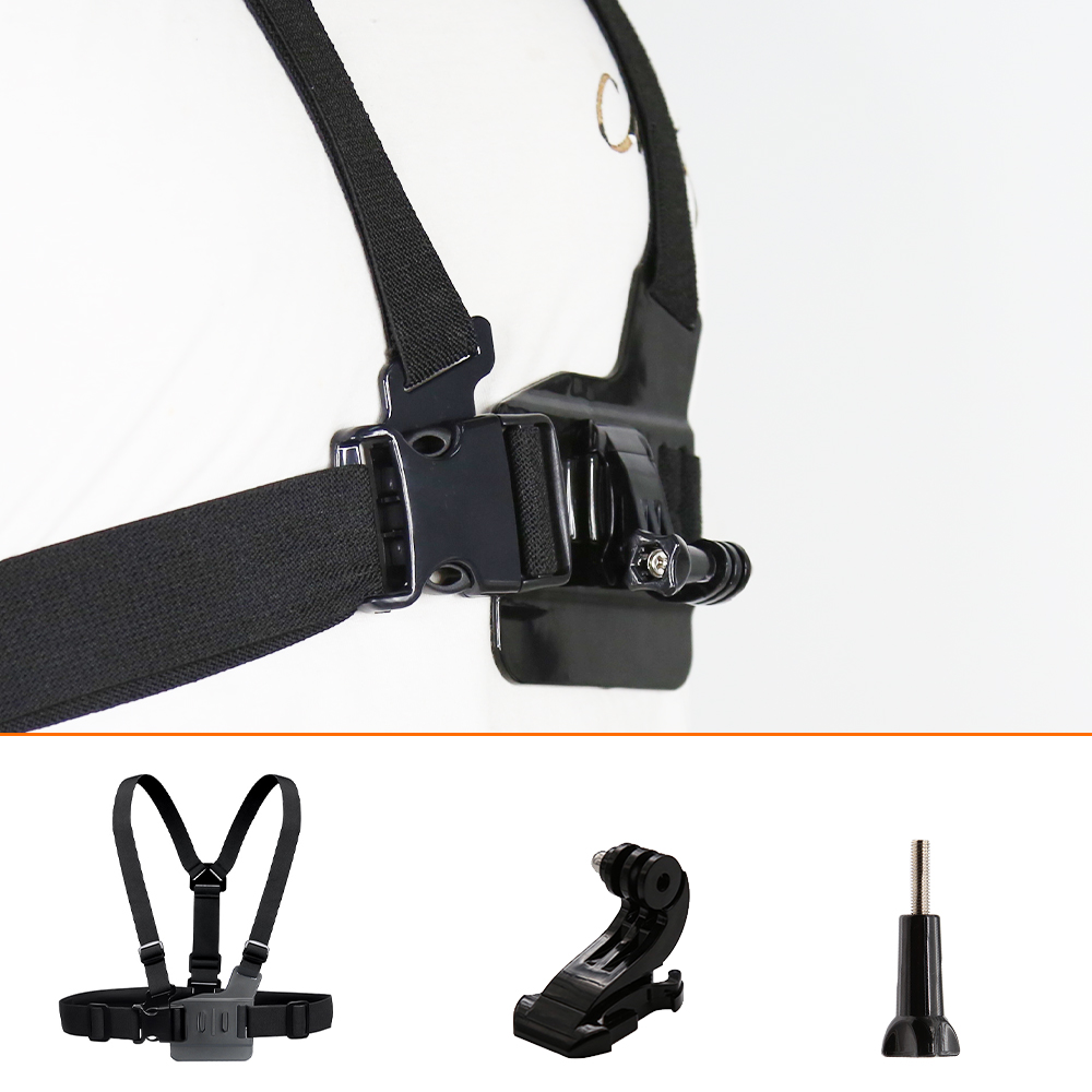 HONGDAK-arnés ajustable para cinturón corporal, montaje en el pecho para Cámara de Acción GoPro Hero 10, 9, 8, 7, EKEN, Smartphone con Clip: Set 1