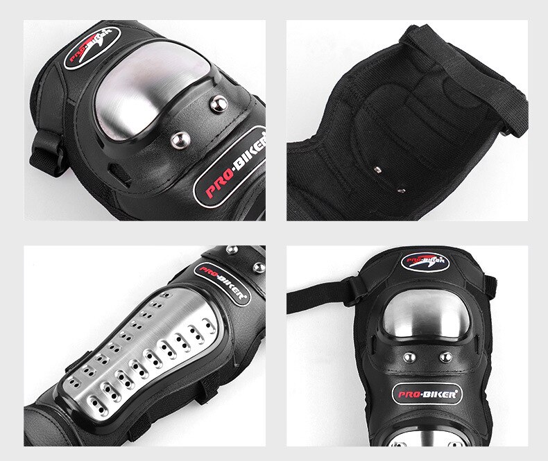 4Pcs/set Protective gear Motorcycle Protector Knee Pads Elbow Protector Stainless Steel Cross-country Protect Guards Lightweight
