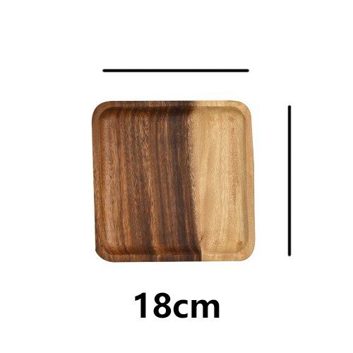 Firkantet rektangel træpande tallerken frugtfade underkop tebakker dessert middag brød træ tallerkener: 18 x 18cm