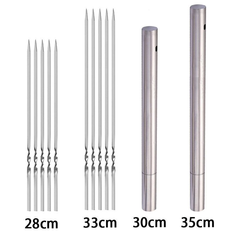 Brocheta de barbacoa de acero inoxidable, brochetas reutilizables para barbacoa, palo de hierro para Kebab para acampar al aire libre, herramientas de Picnic, herramientas de cocina, 10/15 Uds.