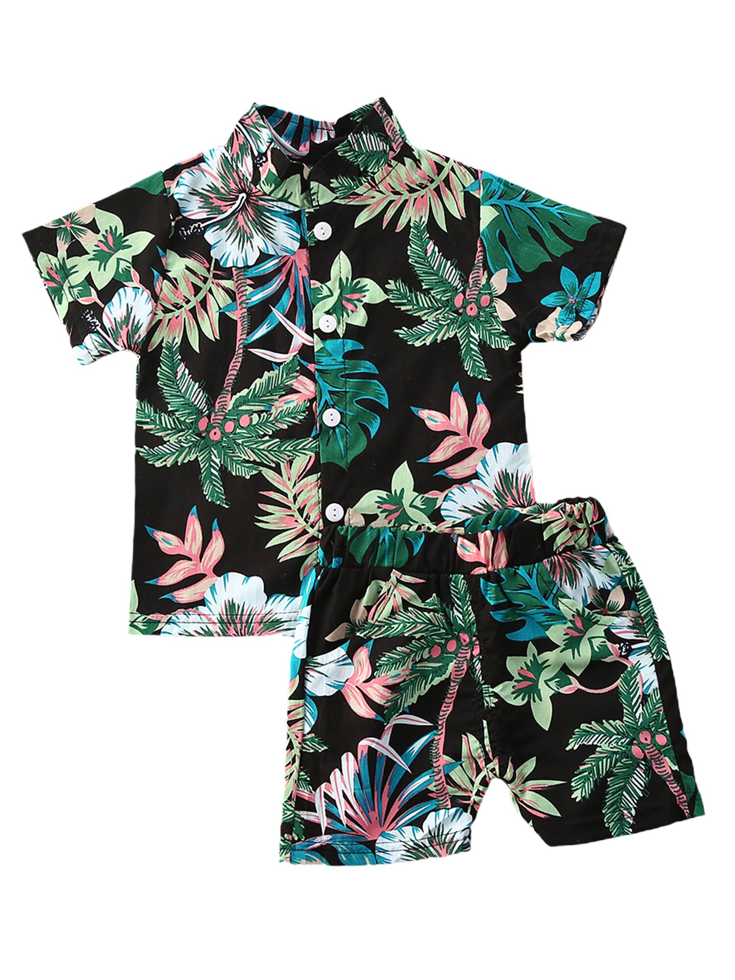 Dziecięce zestawy ubrań dla chłopców 12 kolorów kwiatowy Print t-shirty z krótkim rękawem topy + spodenki wakacyjny strój na lato 1-6Y: B / 5 t