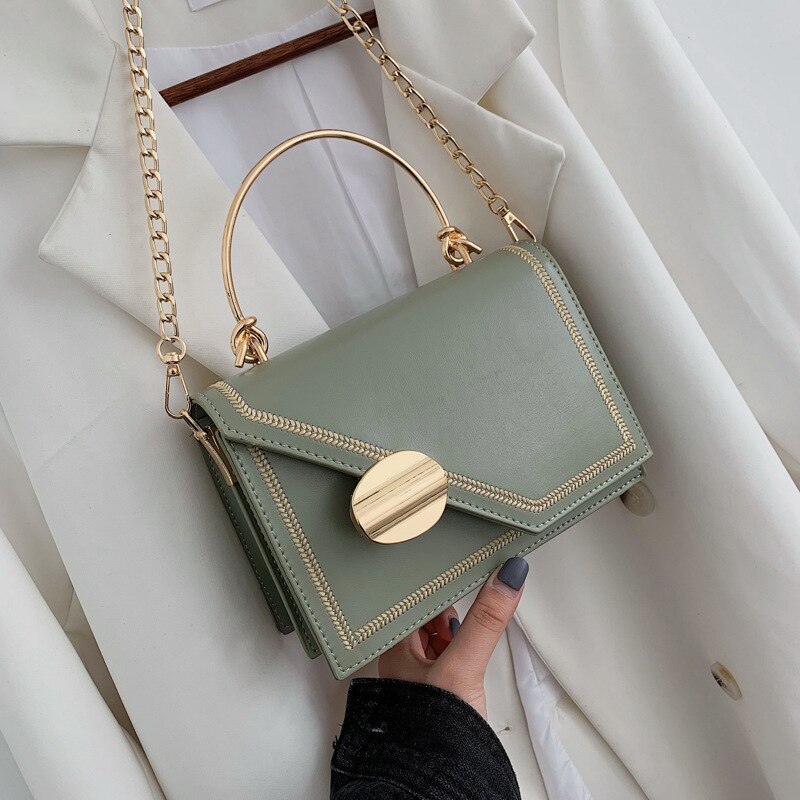 Petit sac à main en cuir PU pour femme, fourre-tout bonne , sac Messenger à serrure avec chaîne à bandoulière de styliste, nouveauté été