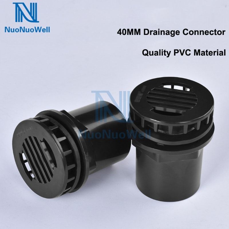 NuoNuoWell Aquarium Water Outlet Straight Drain Connector 40mm Bulkhead Pipe Joint PVC Waterproof Fish Tank Accessories Black