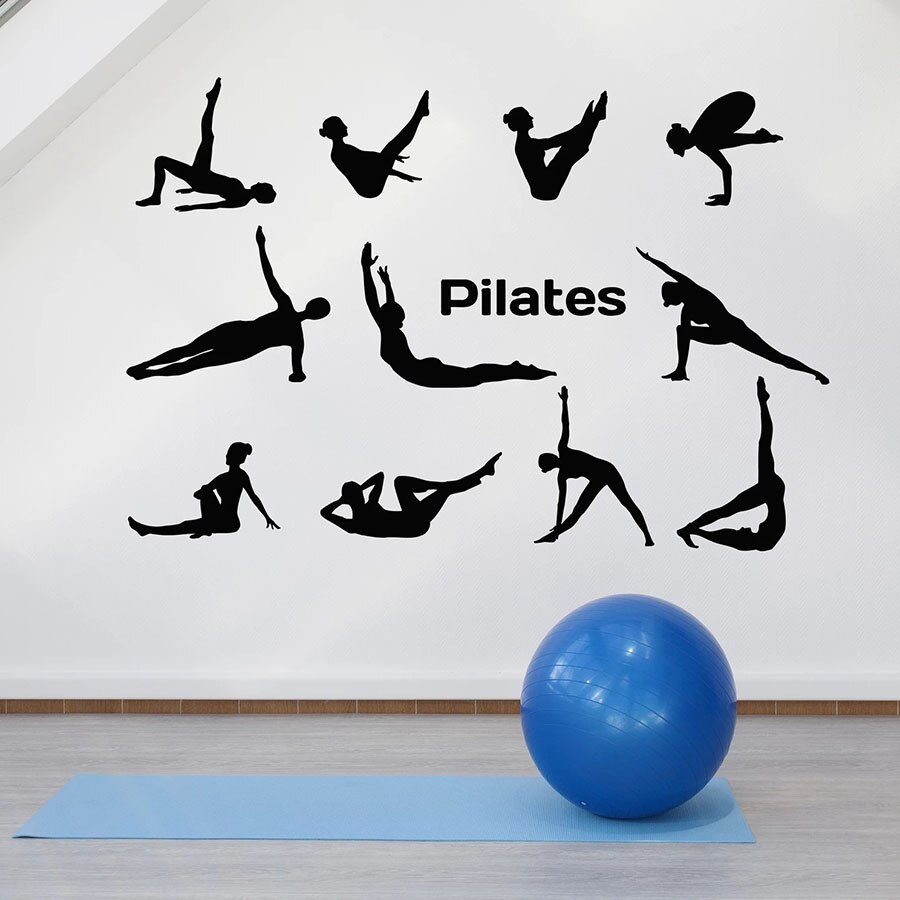 Pilates Posture Wall Decal Lifestyle Yoga Pose Gymnastics Sport Interior Decor Vinyl Window Stickers Mural Art Removable 1906