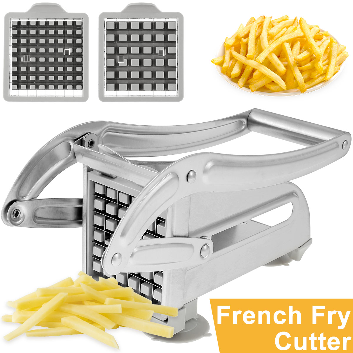 Franse Fry Cutter RVS Aardappelversnipperaar Snel Snijden Aardappelchipsnijder met 36/46 Gaten Messen Handmatige Voedselsnijder Dicer