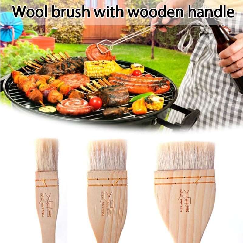 Bakselwerktuigen Houten Handvat Wol Borstel Barbecue Borstel Olie Borstel Maken Cake Biscuit Houten Handvat Borstel Keuken Accessoires