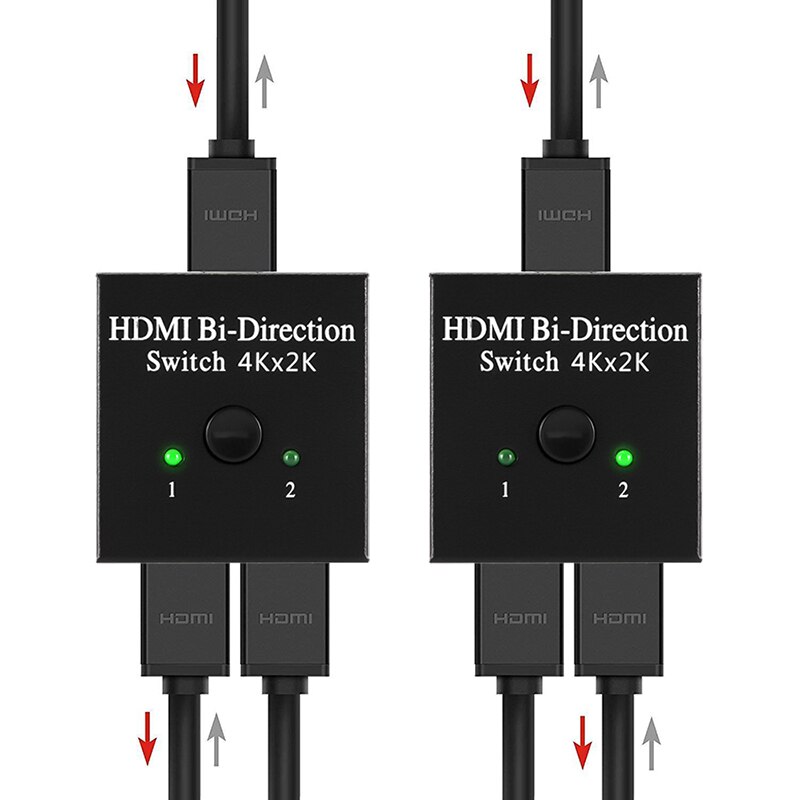 2 Ports Bi-Directional 4K HDMI Splitter HDMI Switch Switcher 1X2 2X1 Split 1 in 2 Out Amplifier 1080P 4Kx2K Switcher