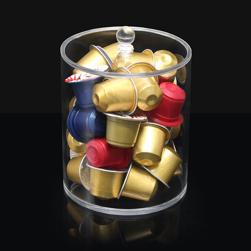 Acessórios de armazenamento de cápsulas de café caixa de acrílico desktop à prova de poeira rack de armazenamento transparente aleta café do agregado familiar