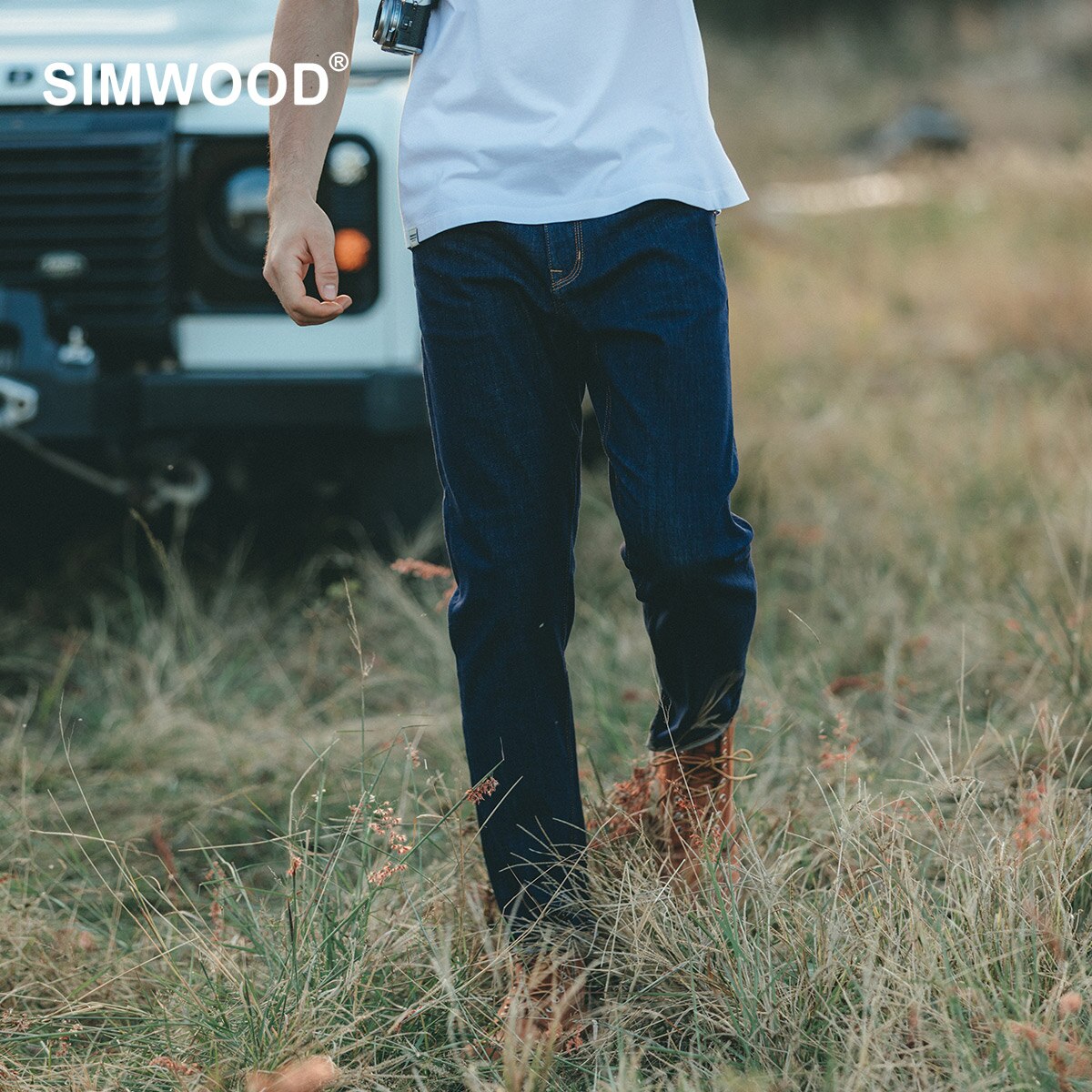 SIMWOOD 2022 Spring Summer Original Blue Comfortable Tapered Jeans Men Elastic Denim Trousers Plus Size Brand Clothing