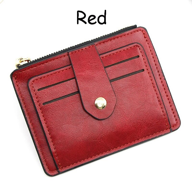 Slim Card Holder Front Pocket RFID Blocking Minimalist Wallet for women: Red