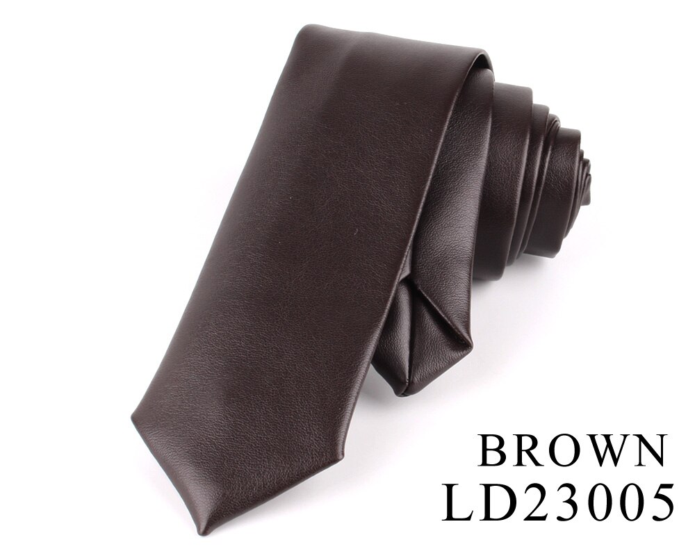 Nuevas corbatas de cuero PU para hombres, corbatas casuales de PU, corbata de sólida para hombre, corbata para traje de boda negocios: LD23005