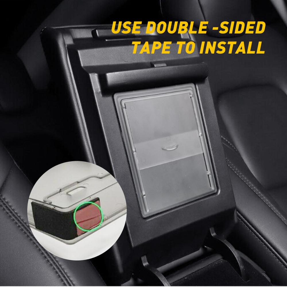 Opberger voor tesla model 3 auto armsteun box opberg organizer containers transparante verborgen houder box vervanging: Transparant