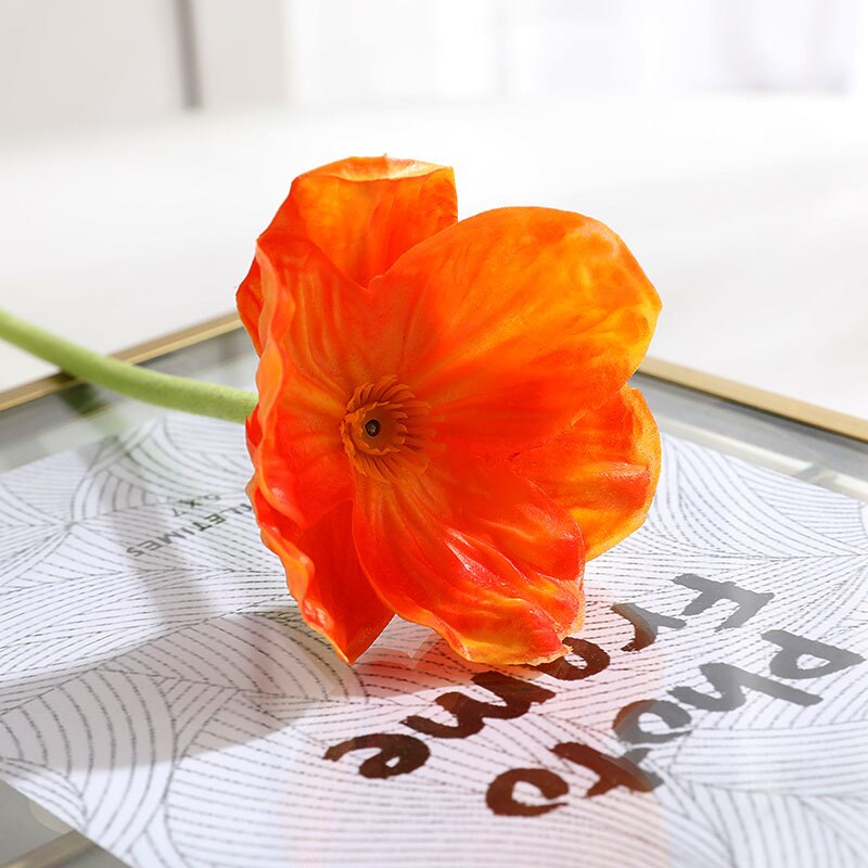 34cm violet faux coquelicot vraie touche fleur branche PU artificielle fleur Bouquet fausse plante pour bureau à domicile carnaval fête décor: Sunset