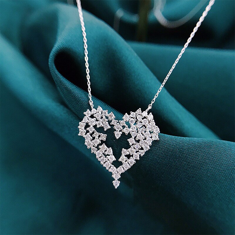 Herzförmiger diamantanhänger aus sterlingsilber, 925 anhänger, ideal als hochzeitsschmuck für damen, partyschmuck
