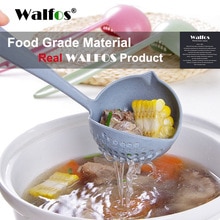 Walfos Food Grade 2 In 1 Lange Handvat Soep Lepel Pap Lepels Pollepel Vergiet Met Filter Bestek Koken Keuken Accessoires