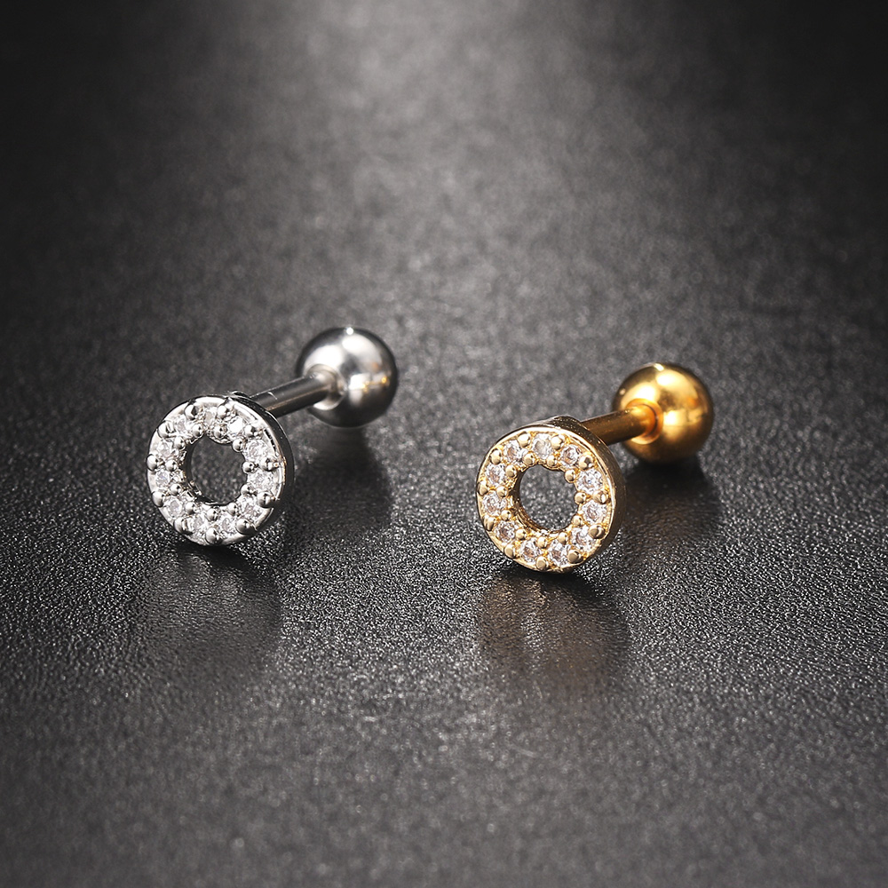 Crystal Star Moon Helix Piercing Earrings For Women Trendy Gold Color Ear Cartilage Tragus Studs Zircon Flower Jewelry KAE269-M