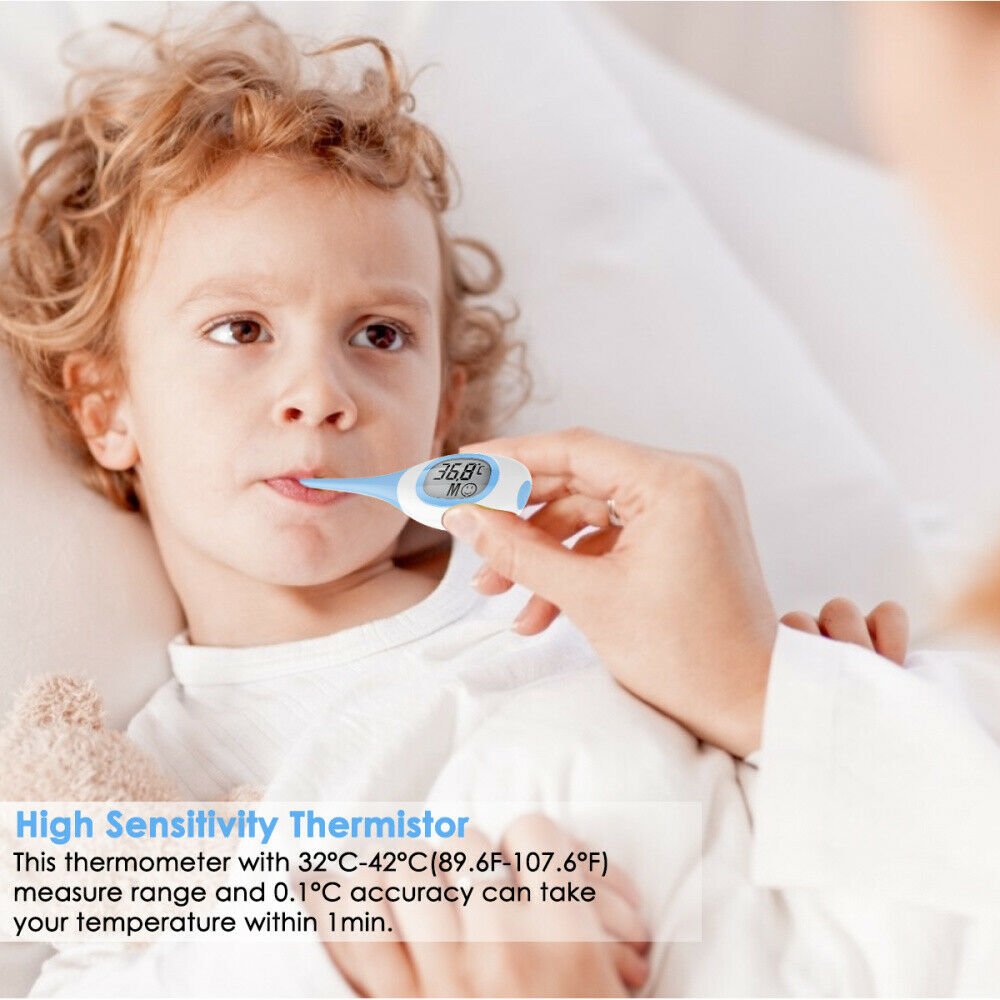 Soft tip digital termometer baby voksen stor lcd skærm elektrisk termometer 8s kropstemperatur test 37.5 påmindelse vandtæt