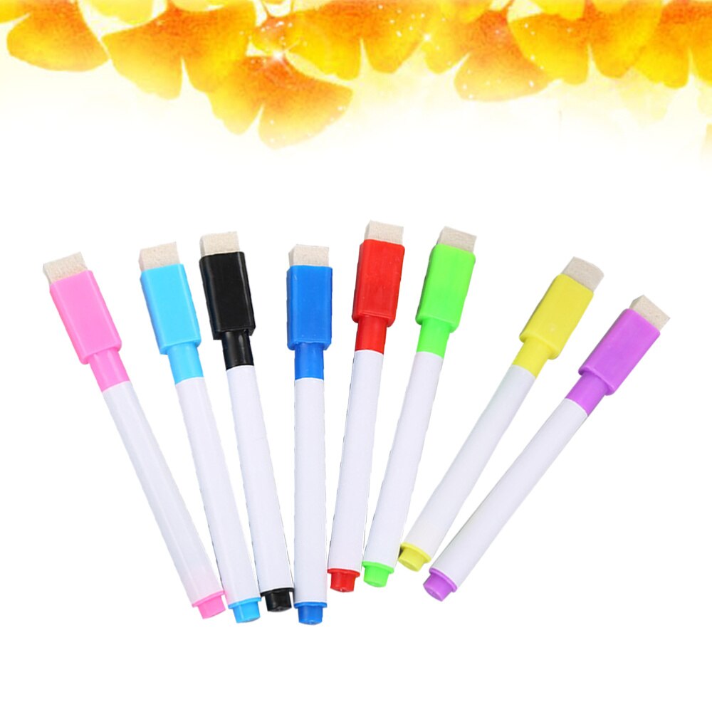 24pcs Erasable Whiteboard Pen Magnetic Whiteboard Pen Erasable Marker Carrying Brush (8 Colors)