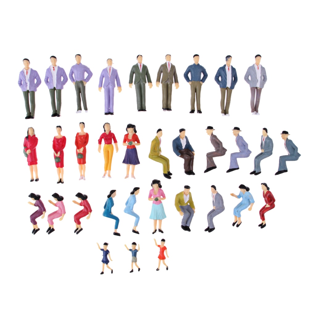 Lot of 30pcs Figurines Person Man Woman Children Standing Sitting Models in