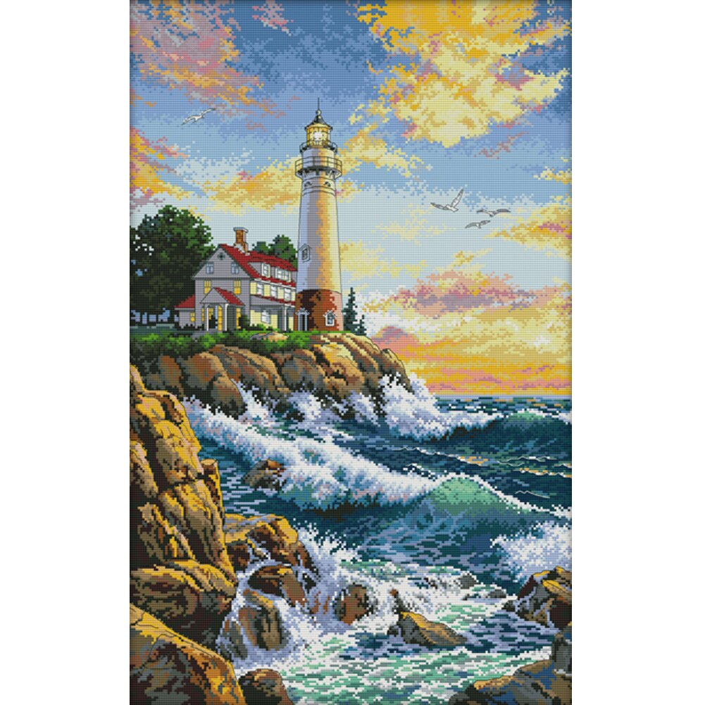 Handmade DIY Ecological Cotton Thread Stock Printing Cross Stitch Landscape Series Kit Family Decoration Painting: 56x83CM