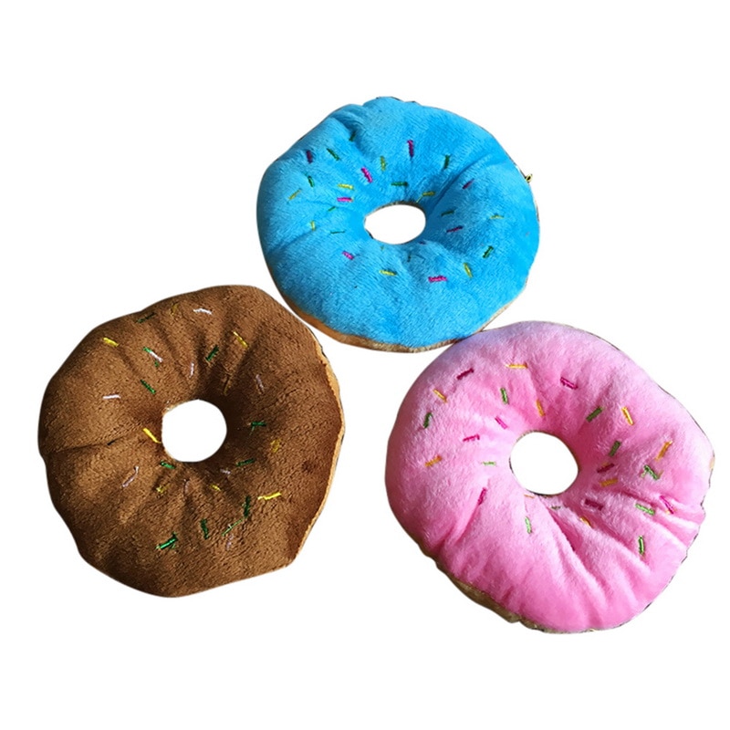 Kæledyrslegetøj til hunde tyggelegetøj knirkelyd donuts plyslegetøj sjov hvalp lille medium interaktivt legetøj