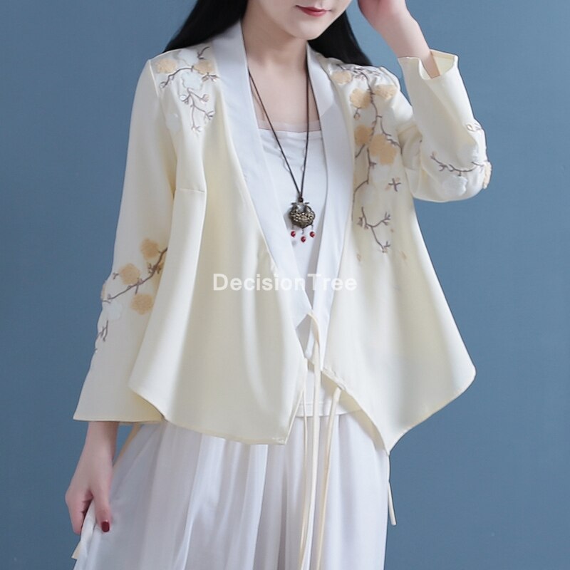 chinese traditional hanfu top ancient chinese shirt chinese style traditional chinese clothing women embroidery tang suit: color2 / M
