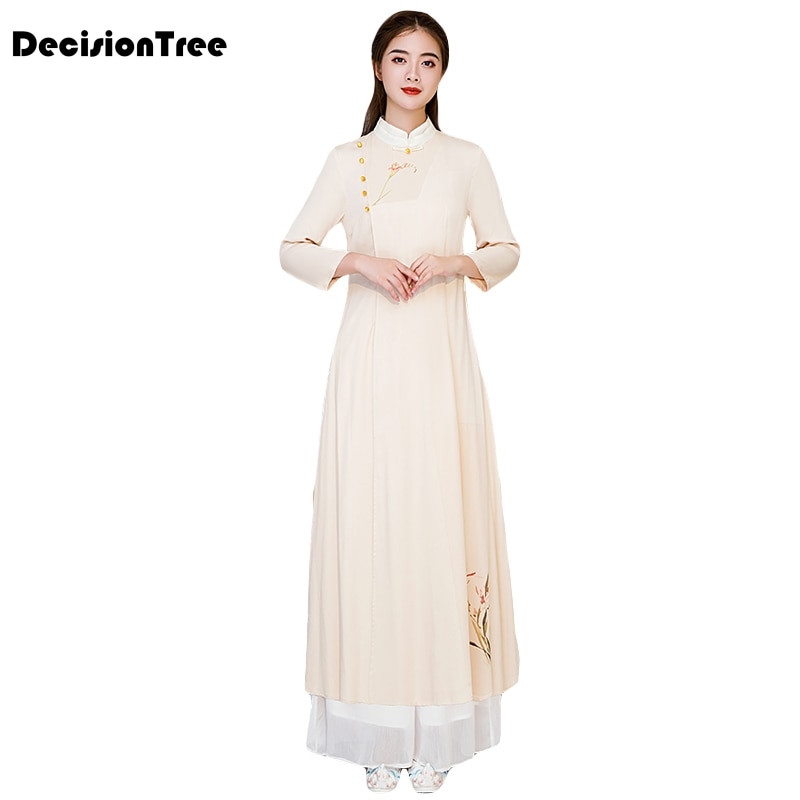 Chinese Dress white flower women satin cheongsam rayon wedding dress split qipao traditional chinese women vestido