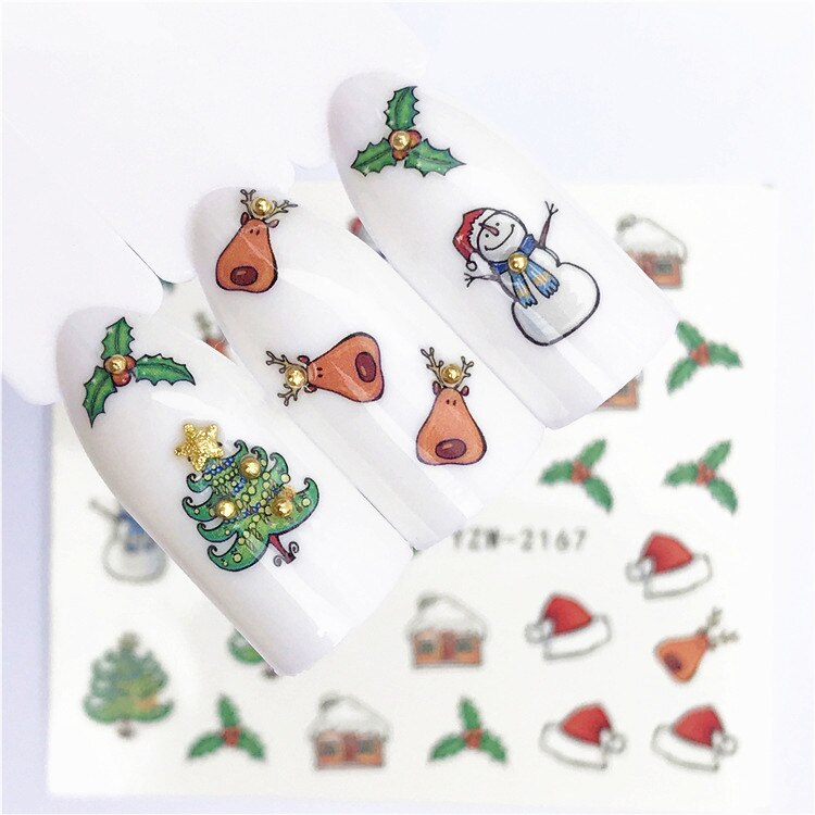 1 stücke Obst Weihnachten Nagel Aufkleber Blumen pPlants Wasser Aufkleber Katze aufbringen 3D Manikübetreffend Aufkleber Nagel Kunst Dekoration m1N88: 11