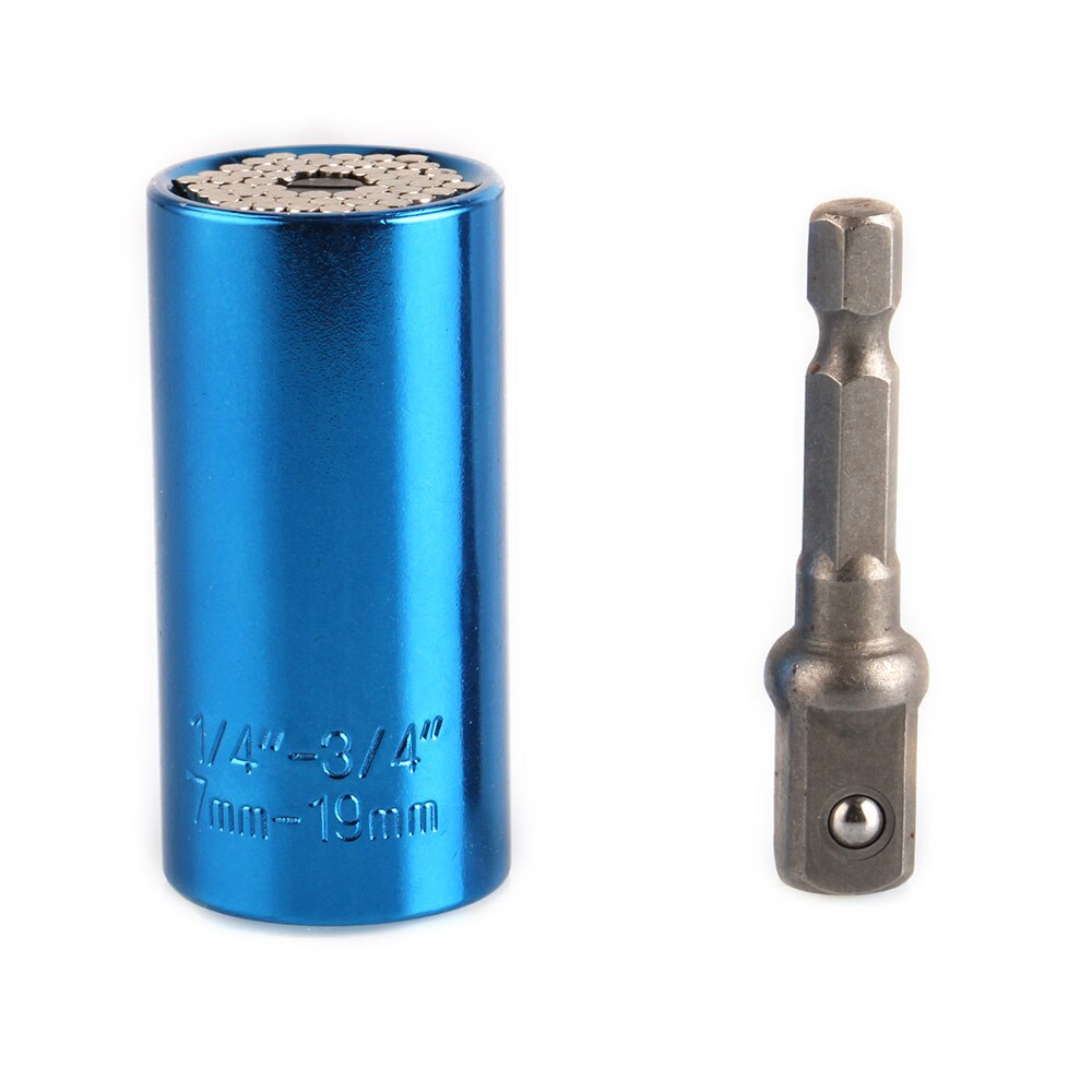 Universal Socket Sleeve 7-19mm Power Drill Ratchet Bushing Spanner Key Magic Multi Hand Tools Torque Wrench Head Set: Sky Blue