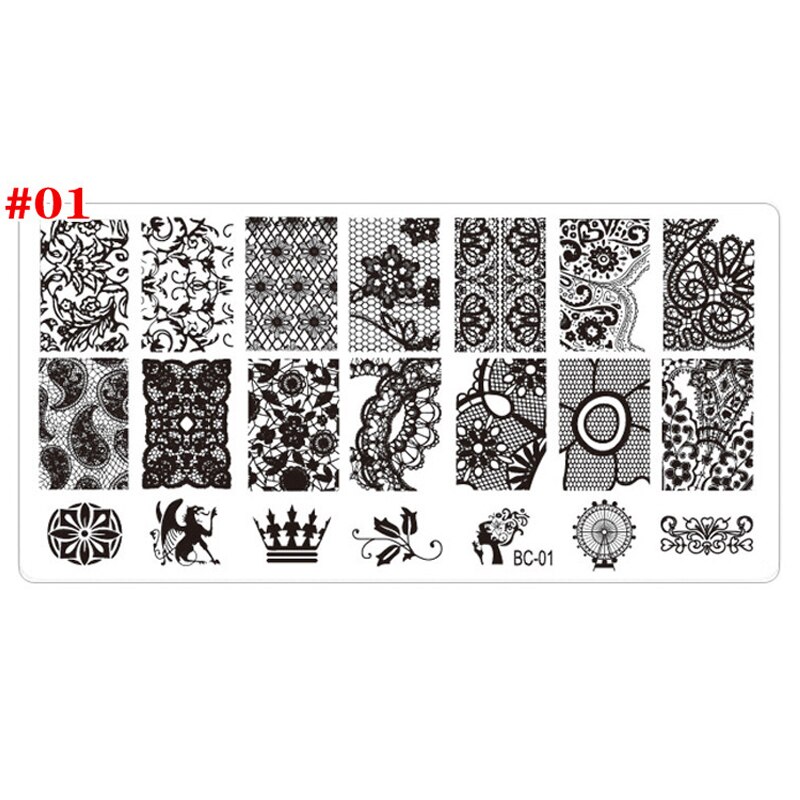 12*6cm Nail art Vorlagen Stanzen Platte Spitze serie Schmetterlinge/Blumen/Pflanzen Muster Transfer Druck vorlage