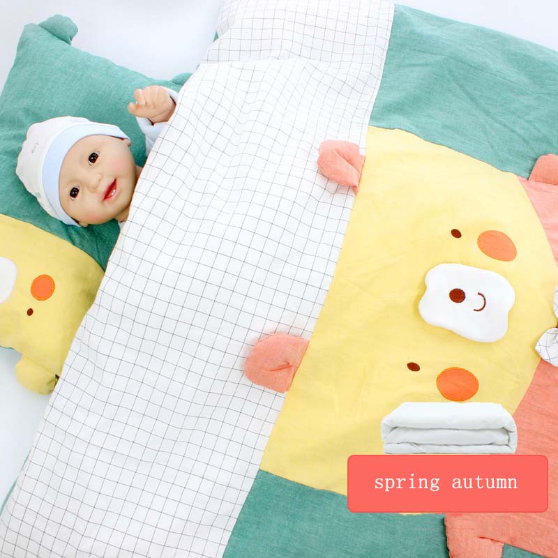Couette en coton à emmailloter pour bébé, couverture de berceau amovible, multifonction, dessin animé, automne et hiver: Green spring autumn