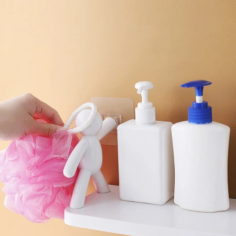 Selbstklebende Aufbewahrungsregale für Badezimmer, Zahnbürstenbecher, weiße Shampoo-Handtuchregale, Regal für Badezimmer, Kosmetik, WC-Aufbewahrungsregale