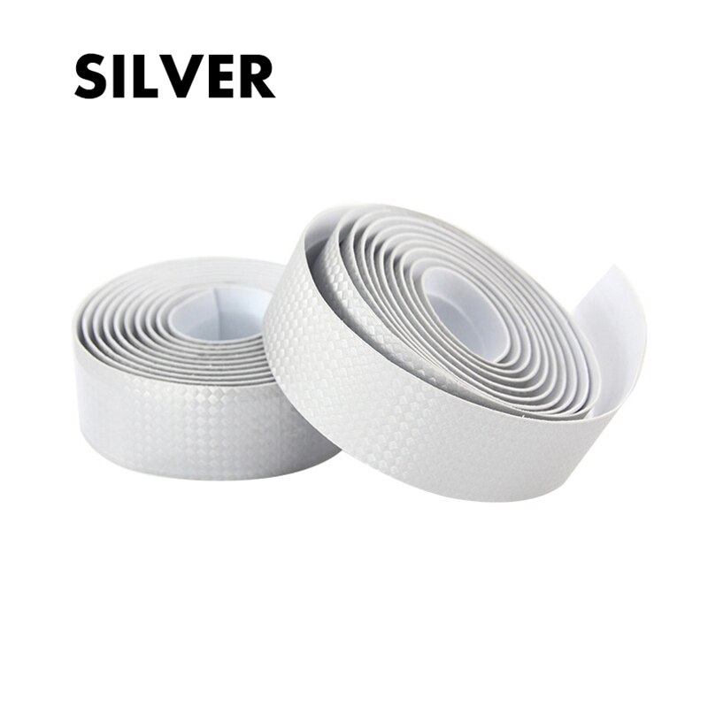 Road Carbon Fiber Bike Handlebar Tape Fixed Gear Bicycle Grip Tape Bullhorn Bar Tape +2 Bar Plugs Mountain Belt Straps: Silver