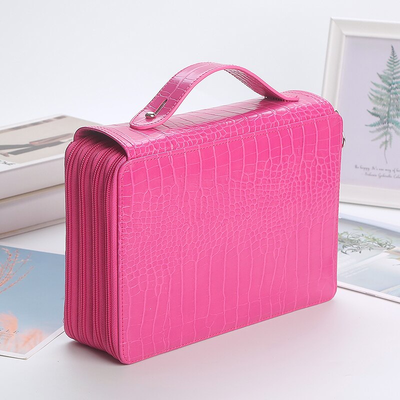 200 Slot Etui School Penal Voor Meisje Jongen Pencilcase Grote Capaciteit Pen Box Briefpapier Tas Kit Grote Pencilfolder Pouch gaten: Rose Red