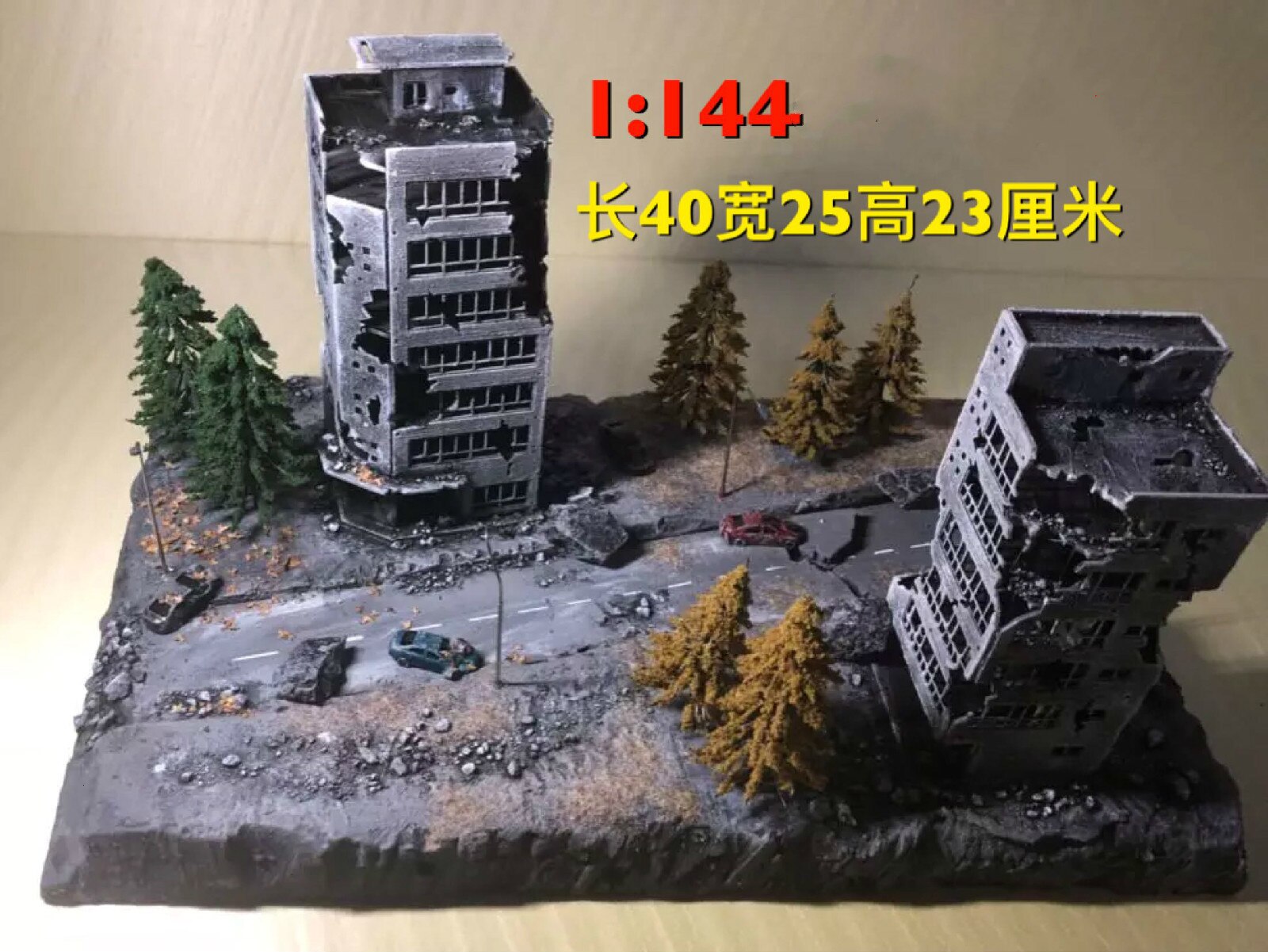 1:144 100 Proportion Resin Character Scene Layout Model War Damage In Assembly Multi-Storey Building Model