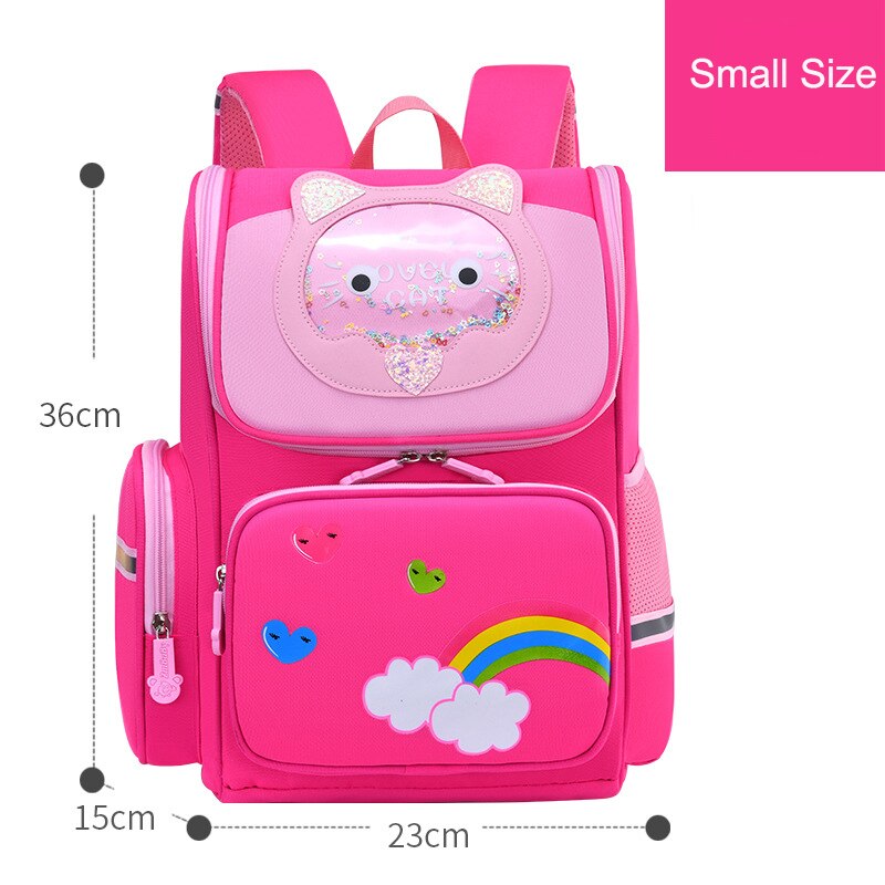 Neue freundlicher Karikatur Rucksäcke Mädchen Schule Taschen 6-12 Jahre freundlicher Nette Rucksack Schul Grundschule Rucksack freundlicher mochila: klein Rose