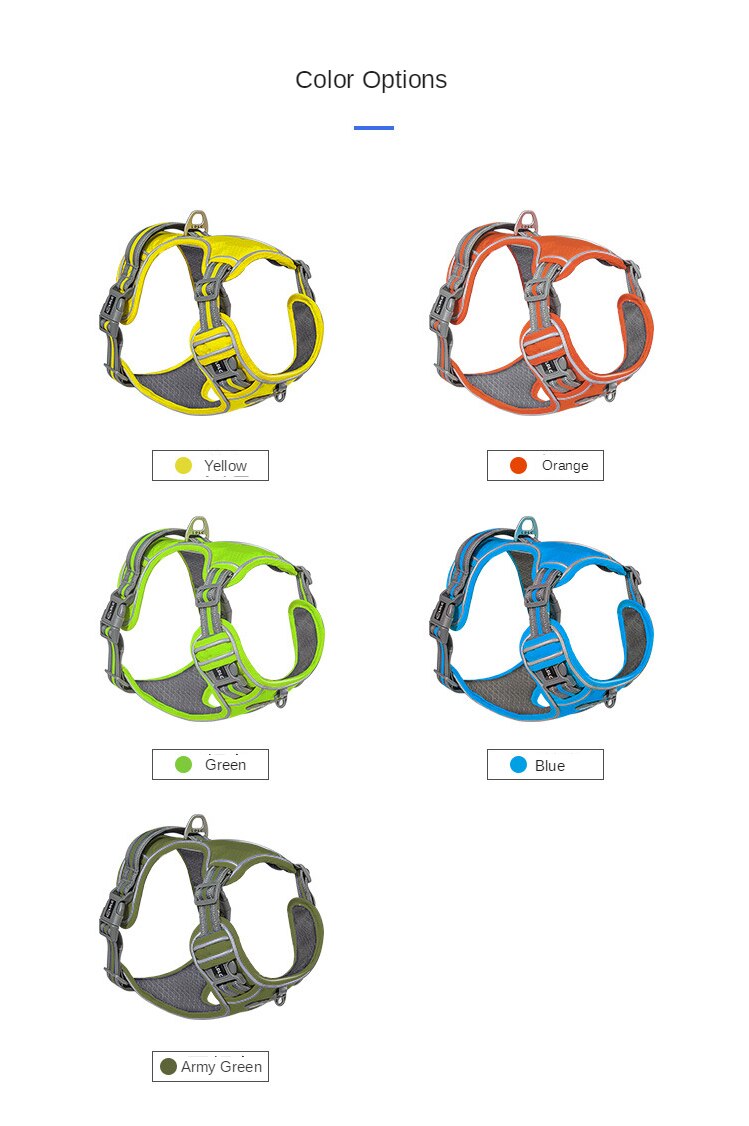 Heave Duty Dog Harness For Small Medium and Large Dog Reflective Retractable No Pull For Shock Absorption Dog Accessories