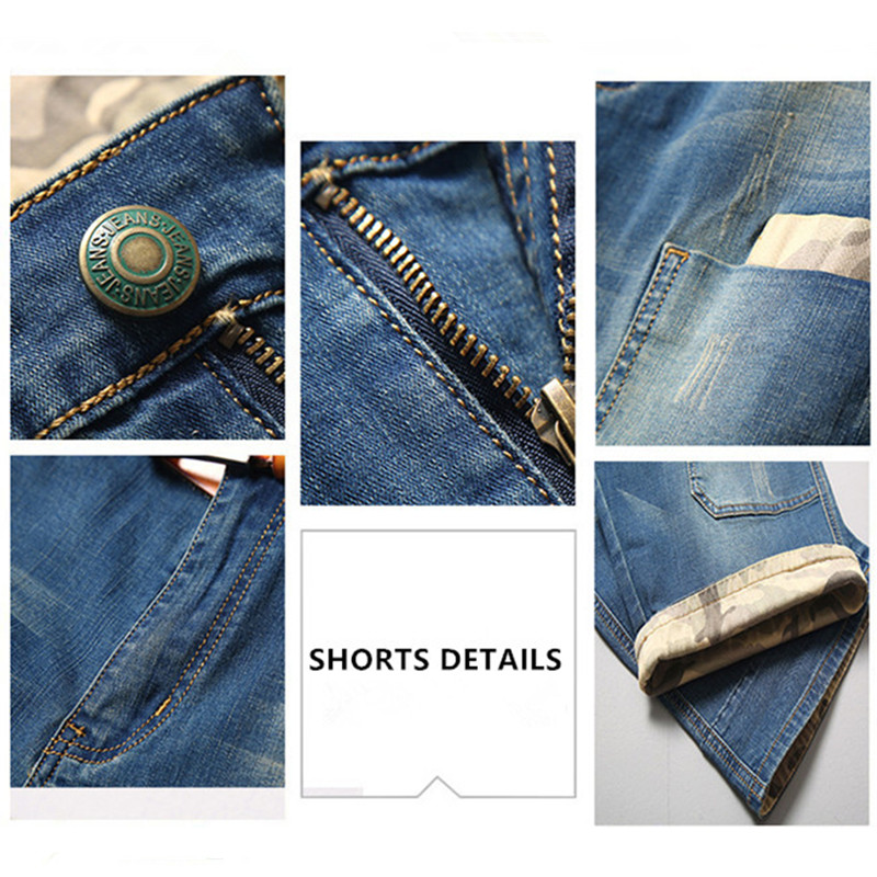Shorts jeans menn sommer knelengde hombre denim short straight herre cargo stretched herre plus size 42 44 46 48 jean short